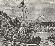 Lewis and Clark in an cannon pa Columbia river anti closed of their fard vasterut tvars over America 1895 unknow artist